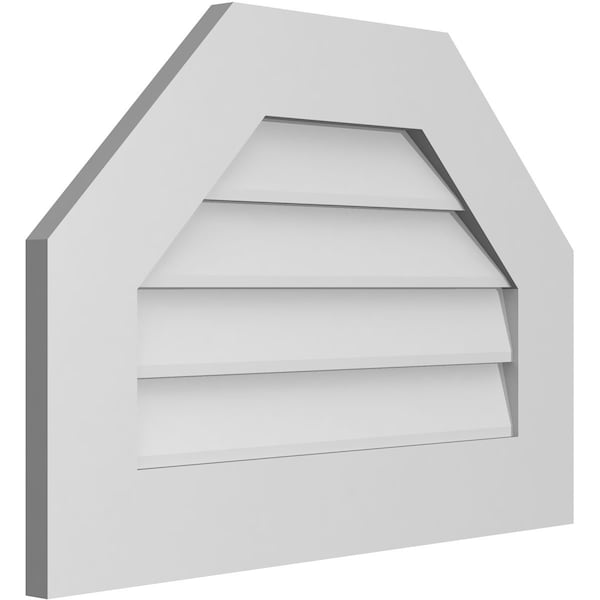 Octagonal Top Surface Mount PVC Gable Vent W/ 3-1/2W X 1P Standard Frame, 26W X 18H